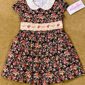 Bonnie Jean White Collar Floral Dress - Size 2T - New with tags.
